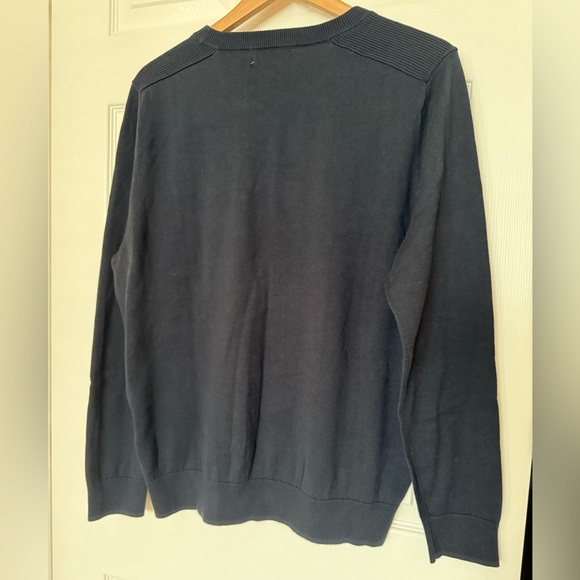 Nautica Navy Blue Cotton Knit Crewneck Casual Sweater - Picture 2 of 4